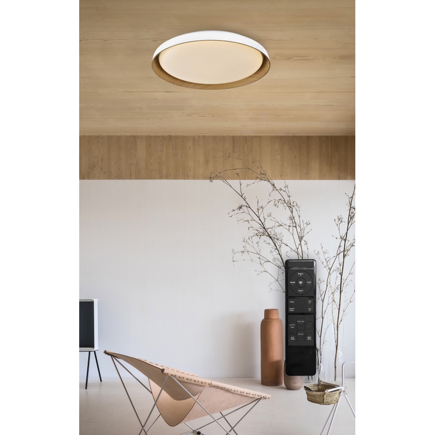 Top Light - LED Димируем плафон SATELLITE LED/36W/230V 3000-6500K Ø 43 см бял/кафяв + дистанционно управление