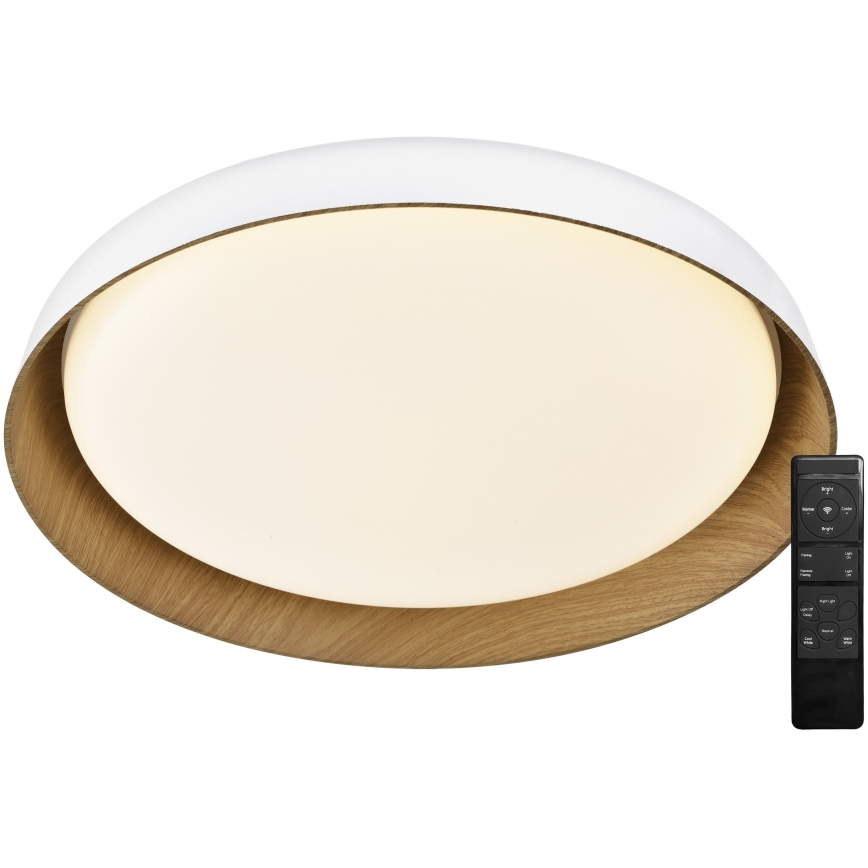 Top Light - LED Димируем плафон SATELLITE LED/36W/230V 3000-6500K Ø 43 см бял/кафяв + дистанционно управление