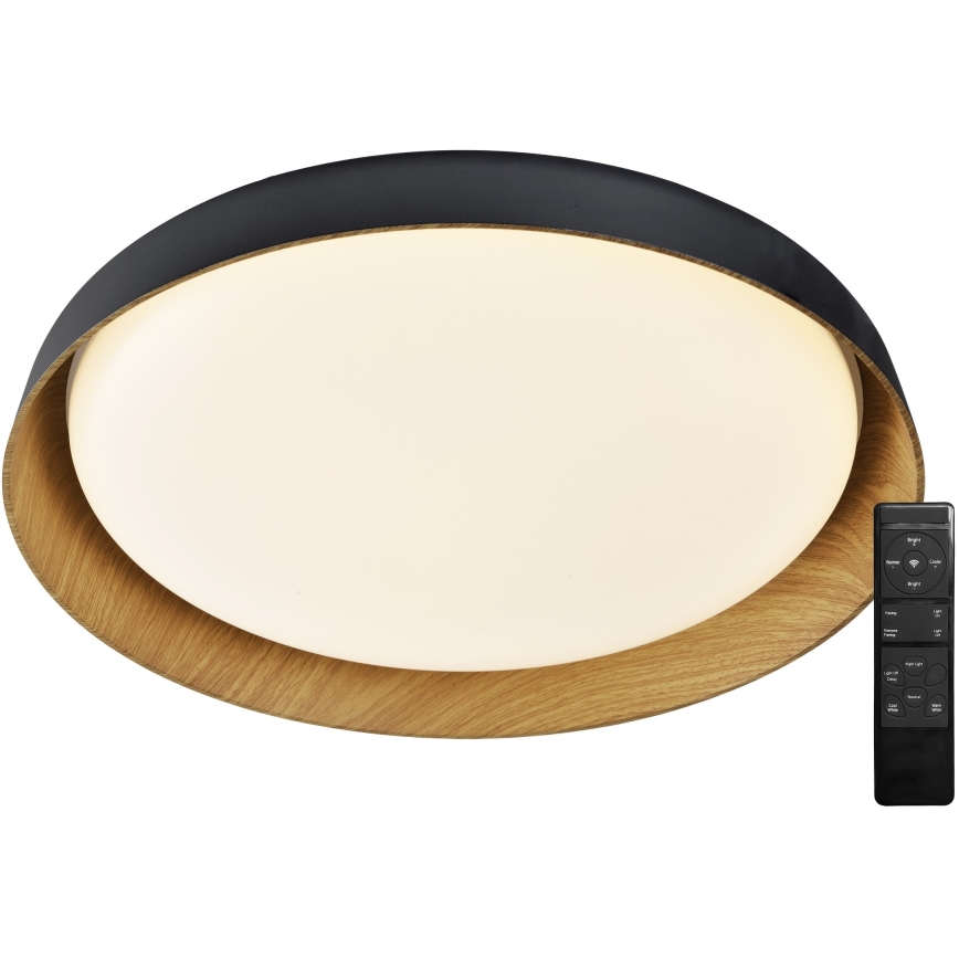 Top Light - LED Димируем плафон SATELLITE LED/36W/230V 3000-6500K Ø 43 см черен/кафяв + дистанционно управление