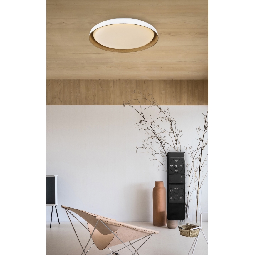 Top Light - LED Димируем плафон SATELLITE LED/48W/230V 3000-6500K Ø 53 см бял/кафяв + дистанционно управление