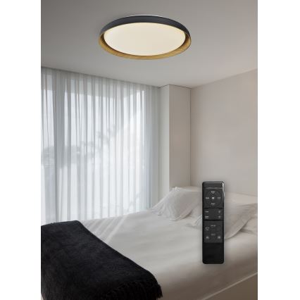 Top Light - LED Димируем плафон SATELLITE LED/48W/230V 3000-6500K Ø 53 см черен/кафяв + дистанционно управление