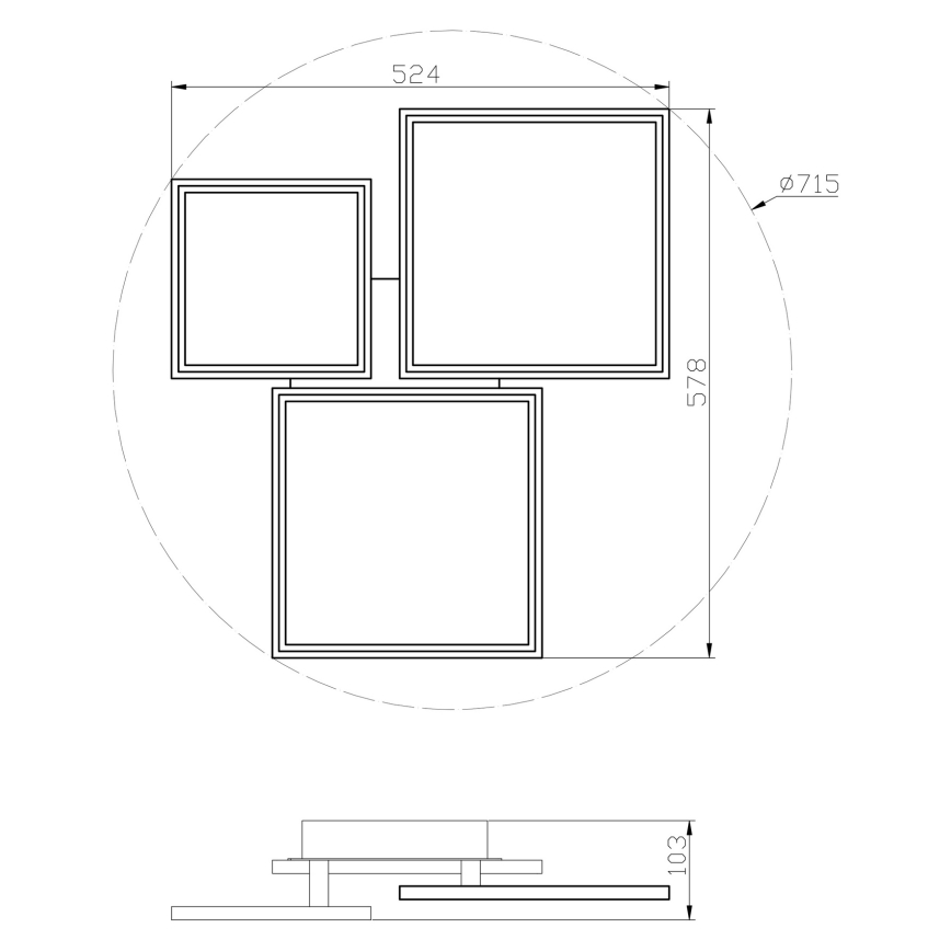 Top Light - LED Димируем полилей за повърхностен монтаж MERKUR LED/50W/230V 3000-6500K черен + дистанционно управление