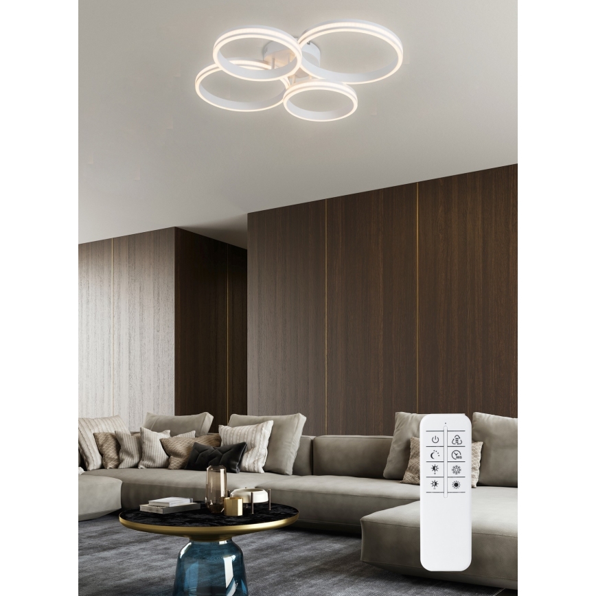 Top Light - LED Димируем полилей за повърхностен монтаж OLYMP LED/65W/230V 3000-6500K кръгла бял + дистанционно управление