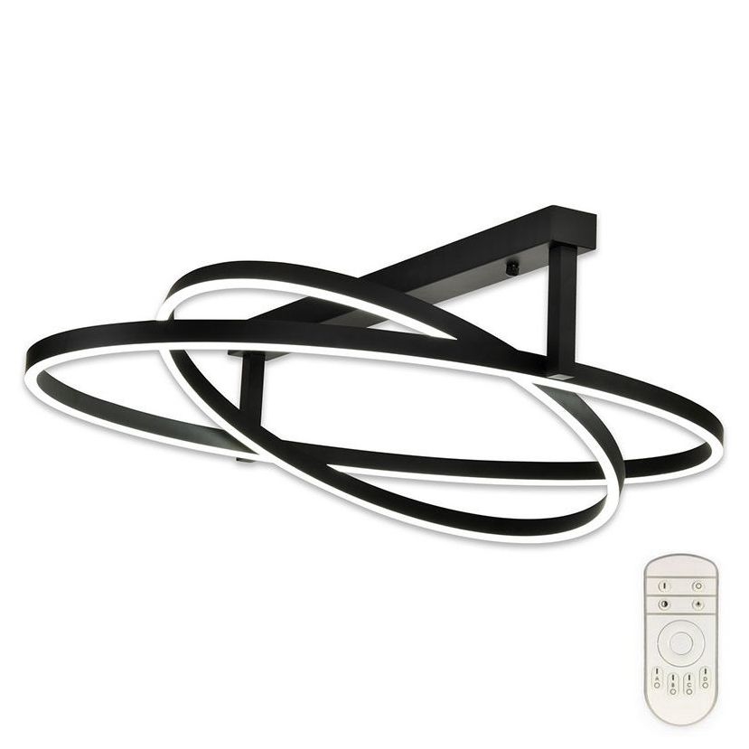 Top Light - LED Димируем полилей за повърхностен монтаж SATURN 2xLED/25W/230V черен + дистанционно управление