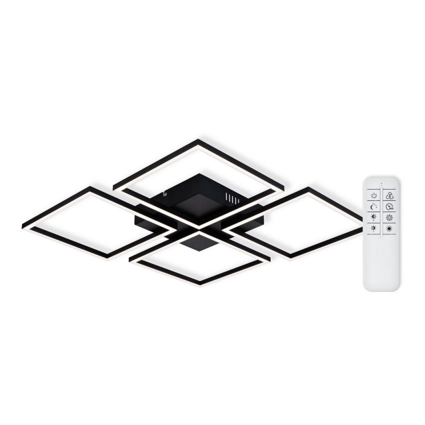 Top Light - LED Димируем повърхностен полилей 4xLED/16,25W/230V черен квадратен + дистанционно
