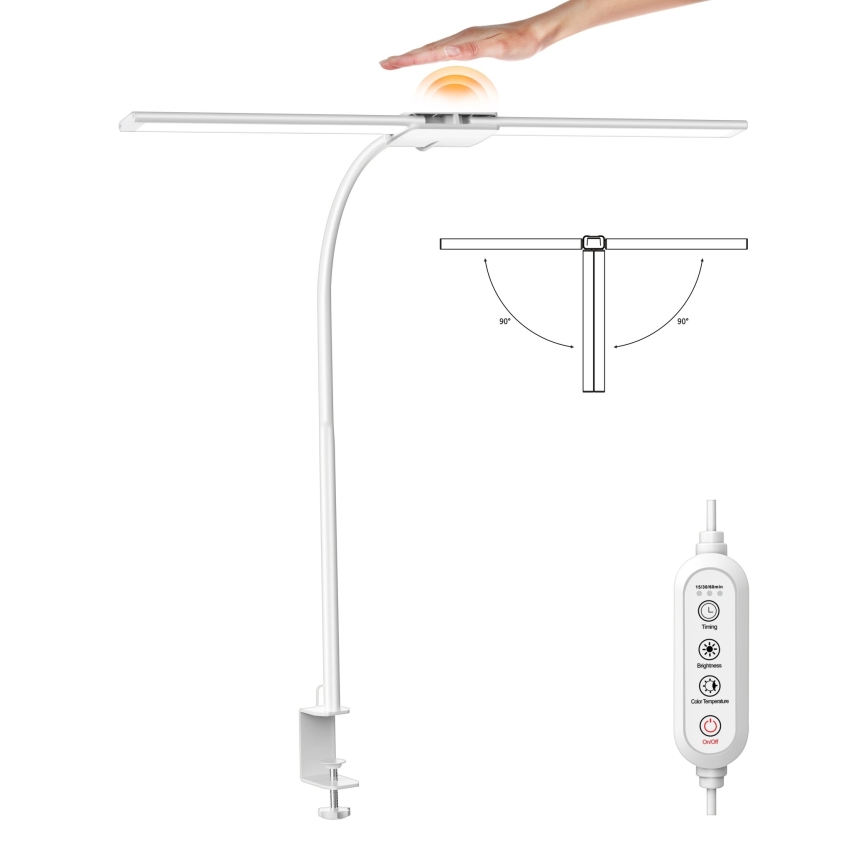 Top Light - Димируема LED настолна лампа с прищепка LYRA LED/18W/230V 3000-6500K бяла