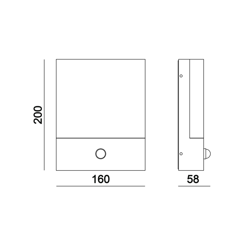 Top Light - LED Екстериорен аплик със сензор NOEL LED/10W/230V IP54