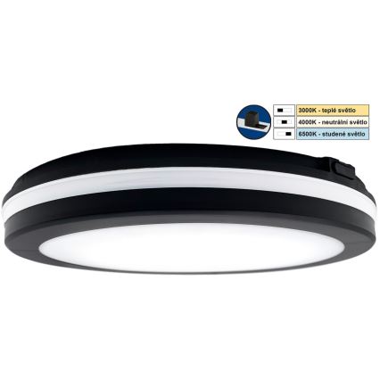 Top Light  - LED Лампа за баня COMET LED/24W/230V 3000/4000/6500K IP54 Ø 30 см черен