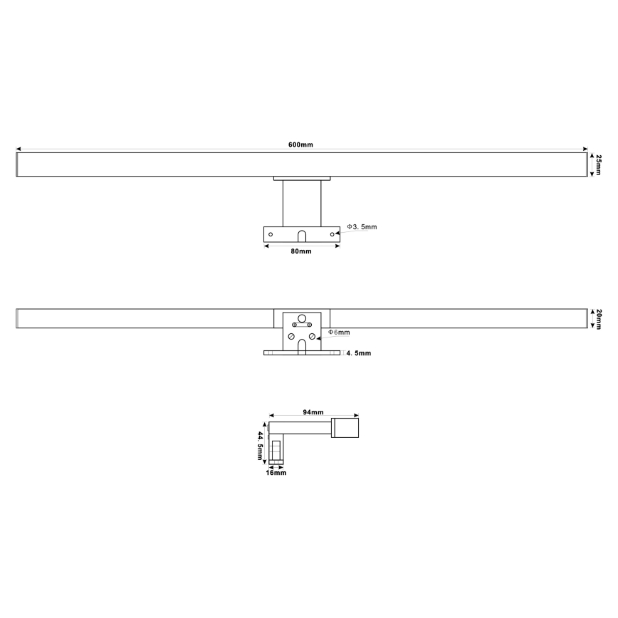 Top Light - LED Лампа за огледало в баня OREGON LED/9W/230V 60 см IP44