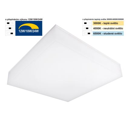 Top Light - LED Димируем таван аплик BOXTER LED/12/18/24W/230V IP54 3000/4000/6500K 28x28 см