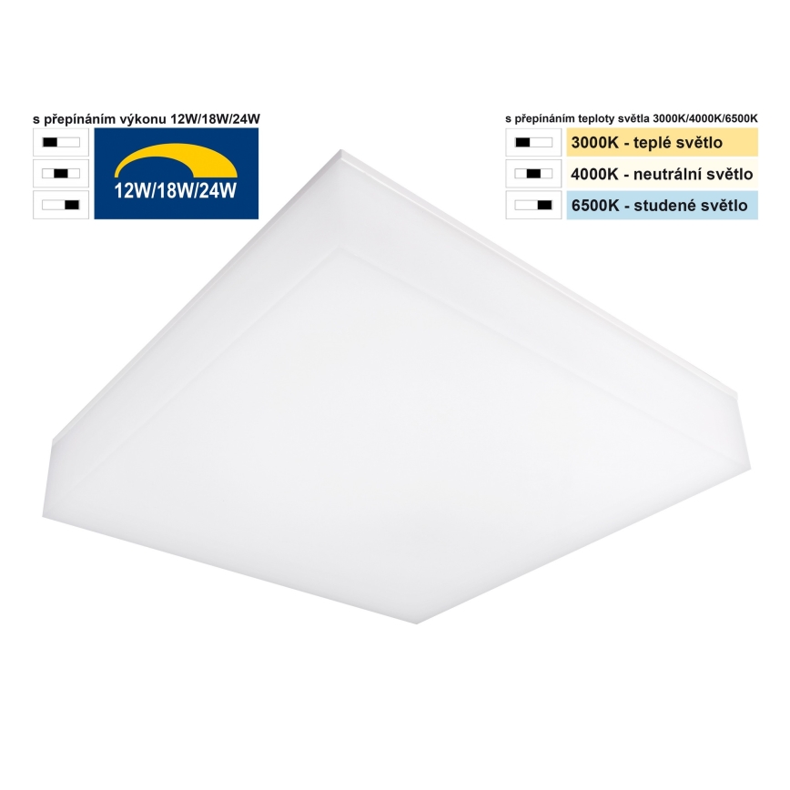Top Light - LED Димируем таван аплик BOXTER LED/12/18/24W/230V IP54 3000/4000/6500K 28x28 см