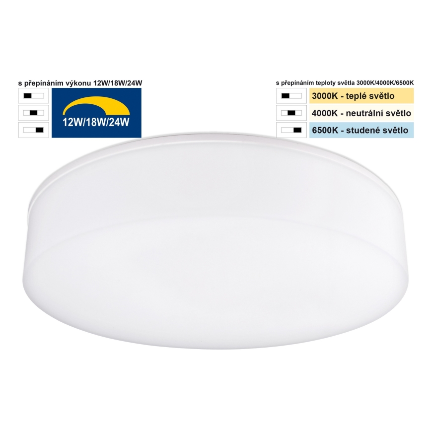 Top Light - LED Димируем плафон за баня BOXTER LED/12/18/24W/230V IP54 3000/4000/6500K Ø 28 см