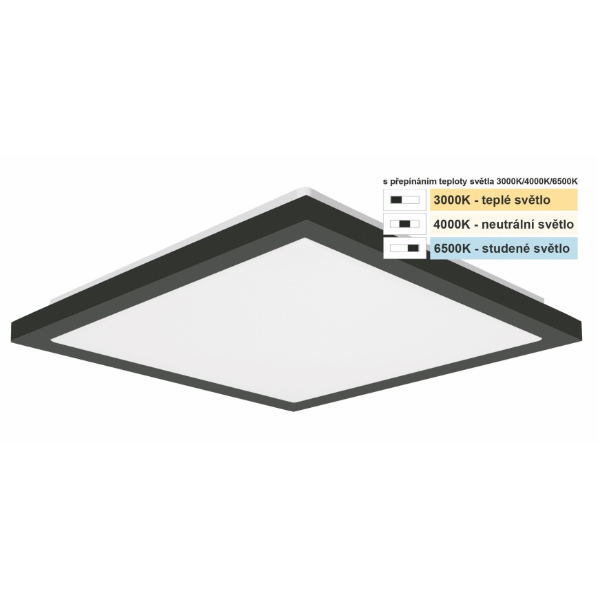 Top Light - LED Плафон за баня ONYX LED/10W/230V IP44 3000/4000/6500K 28x28 см черен
