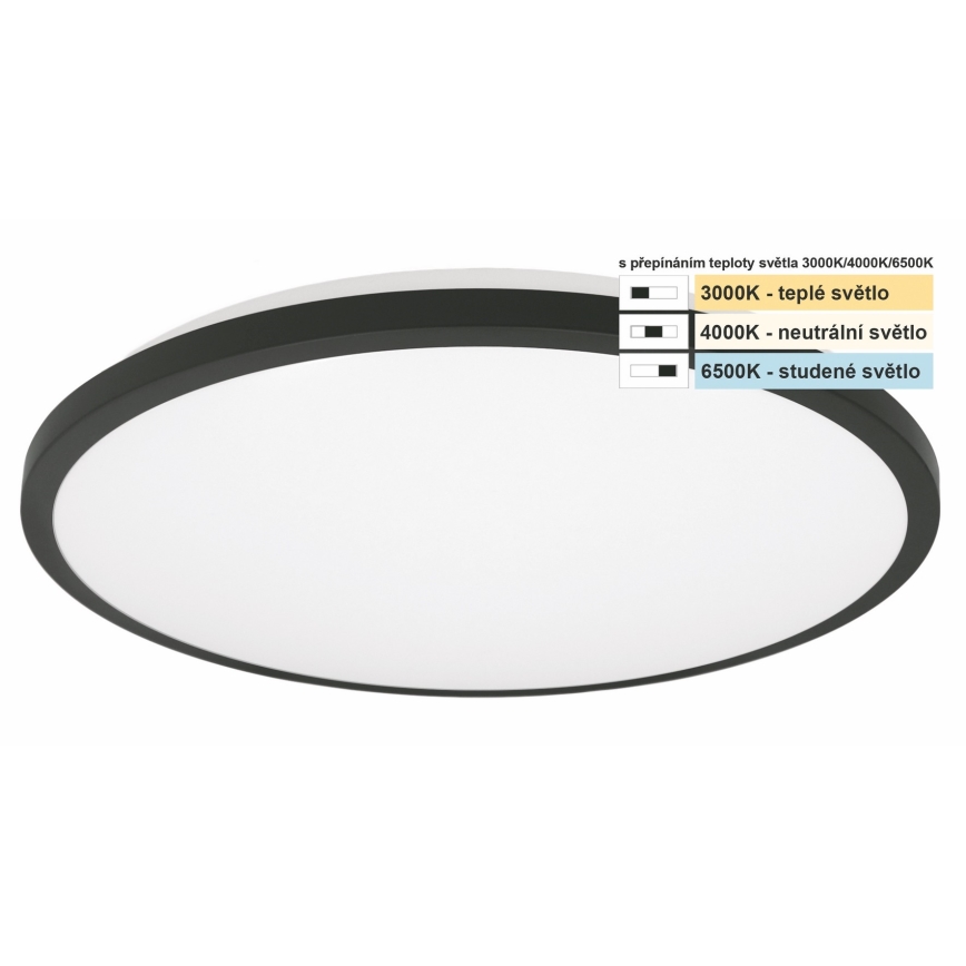 Top Light - LED осветление за таван в банята ONYX LED/10W/230V IP44 3000/4000/6500K Ø 29 см черен