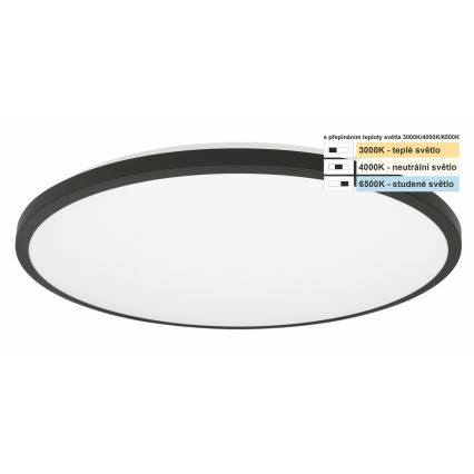 Top Light - LED Плафон за баня ONYX LED/18W/230V IP44 3000/4000/6500K Ø 34 см черен