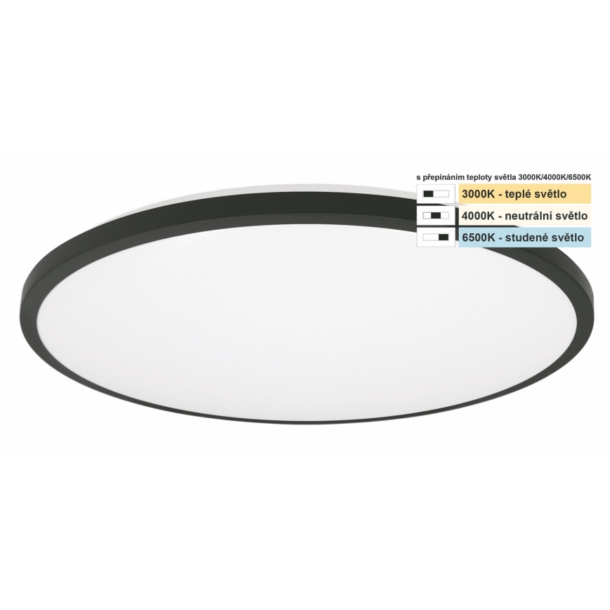 Top Light - LED Плафон за баня ONYX LED/18W/230V IP44 3000/4000/6500K Ø 34 см черен