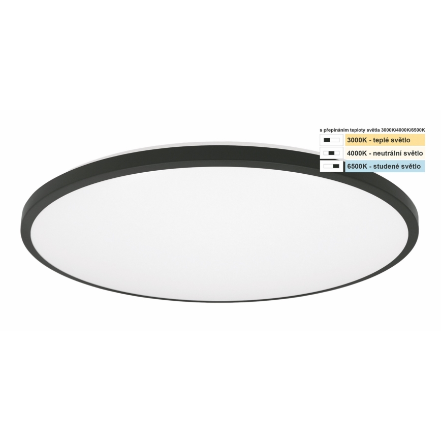 Top Light - LED Плафон за баня ONYX LED/24W/230V IP44 3000/4000/6500K Ø 39 см черен