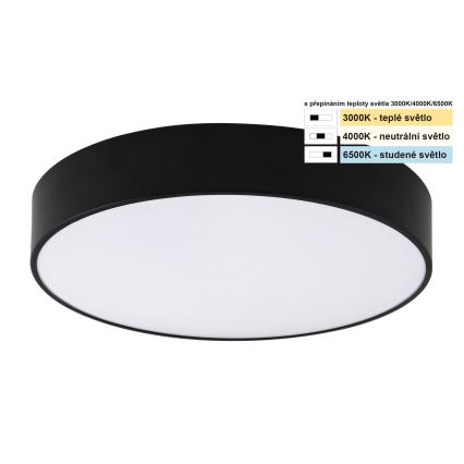 Top Light - LED Плафон за баня PETAL LED/24W/230V IP44 3000/4000/6500K Ø 35 см  черен