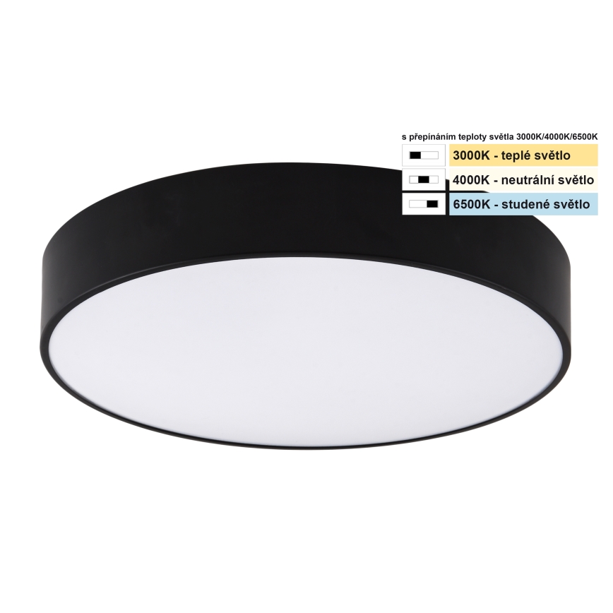 Top Light - LED Плафон за баня PETAL LED/24W/230V IP44 3000/4000/6500K Ø 35 см  черен