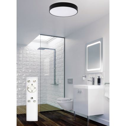 Top Light - LED Димируем плафон за баня PETAL LED/48W/230V IP44 3000-6500K Ø 48 см черен + дистанционно управление