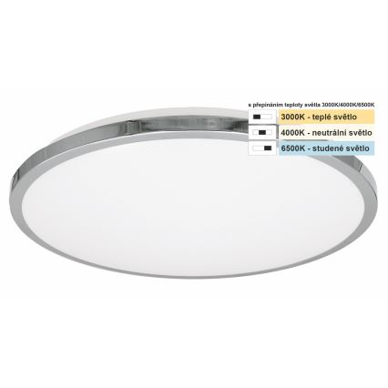 Top Light - LED Плафон за баня SILVER LED/10W/230V IP44 3000/4000/6500K Ø 29 см лъскав хром