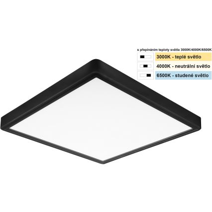 Top Light - LED Плафониера REVIT LED/24W/230V 3000/4000/6500K 30x30 см черен