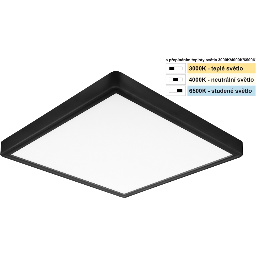 Top Light - LED Плафониера REVIT LED/24W/230V 3000/4000/6500K 30x30 см черен
