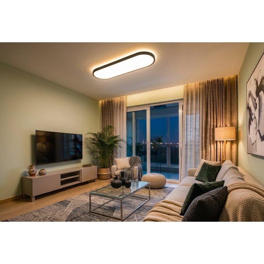 Top Light - LED димируемо таванно повърхностно висящо осветително тяло OVAL LED/36W/230V 3000-6500K черно + дистанционно управление