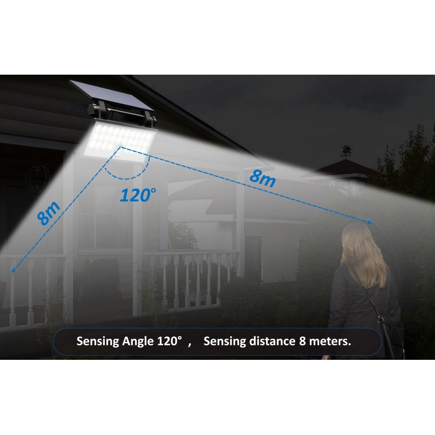 Top Light - LED Соларен стена прожектор със сензор HELEON PRO LED/8W/3,7V IP65 4000K 2600 mAh