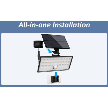 Top Light - LED Соларен стена прожектор със сензор HELEON VARIO LED/8W/3,7V IP65 4000K 2200 mAh + дистанционно управление