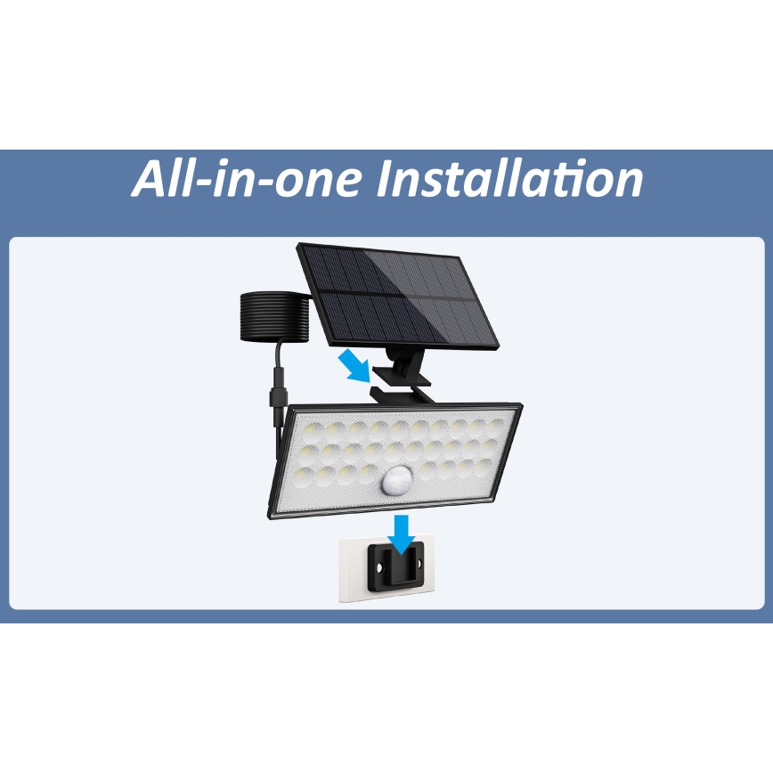 Top Light - LED Соларен стена прожектор със сензор HELEON VARIO LED/8W/3,7V IP65 4000K 2200 mAh + дистанционно управление