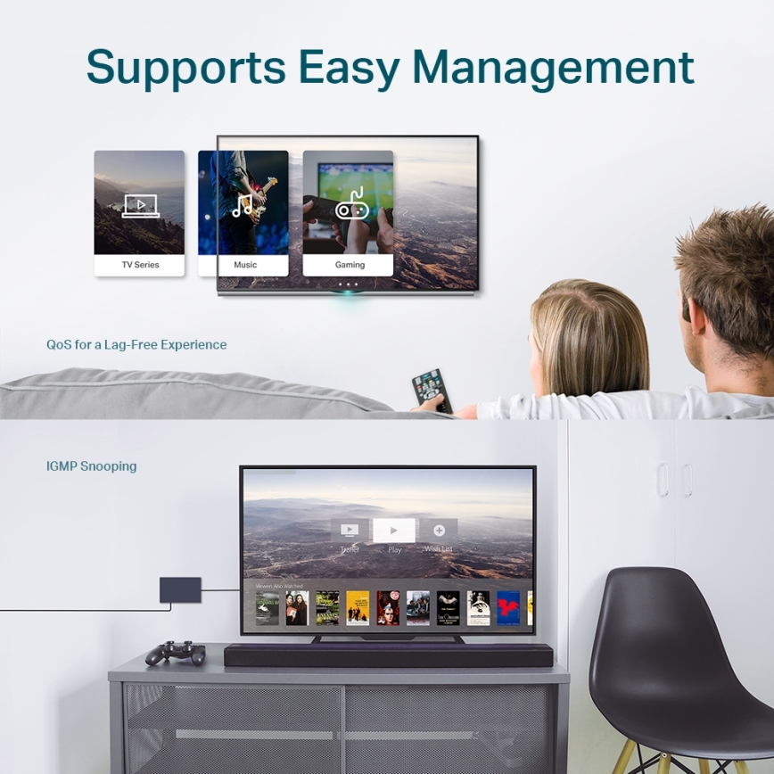 TP-Link - 5-портов гигабитов Easy Smart суич