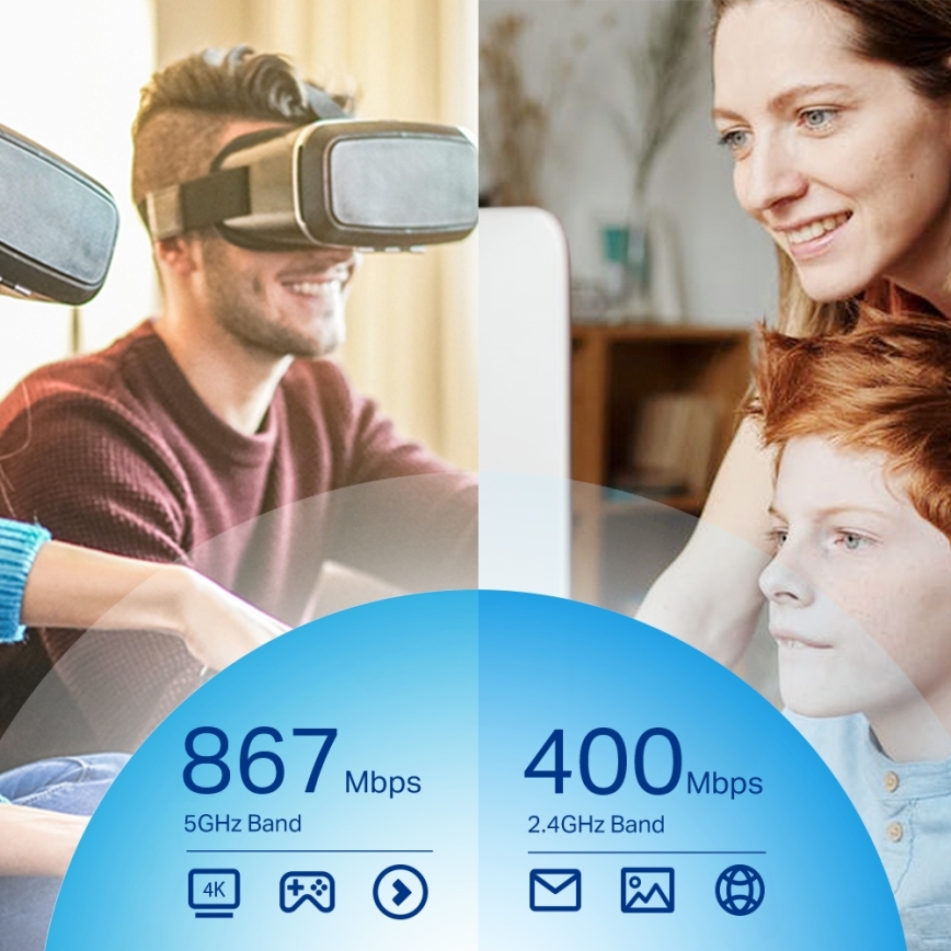 TP-Link - Безжичен USB адаптер с две антени и високо усилване