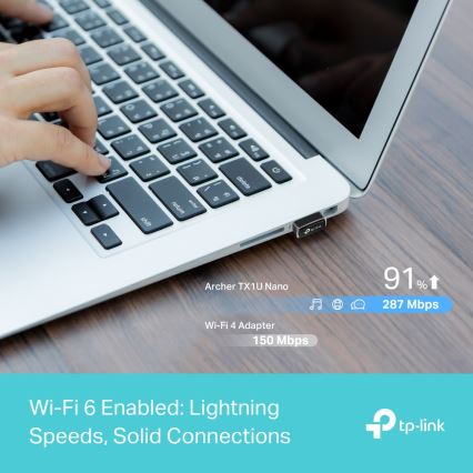TP-Link - Безжичен Wi‑Fi 6 USB нано адаптер Archer TX1U Nano
