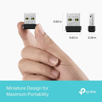 TP-Link - Безжичен Wi‑Fi 6 USB нано адаптер Archer TX1U Nano