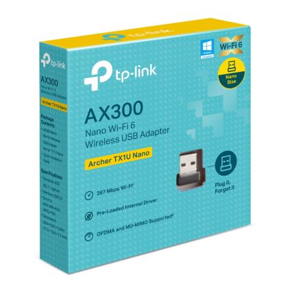 TP-Link - Безжичен Wi‑Fi 6 USB нано адаптер Archer TX1U Nano
