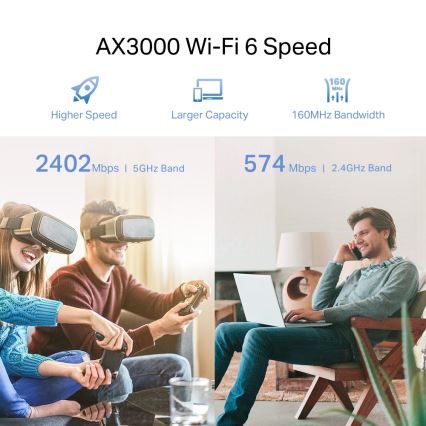 TP-Link - Двуленточен Wi-Fi 6 удължител RE705X