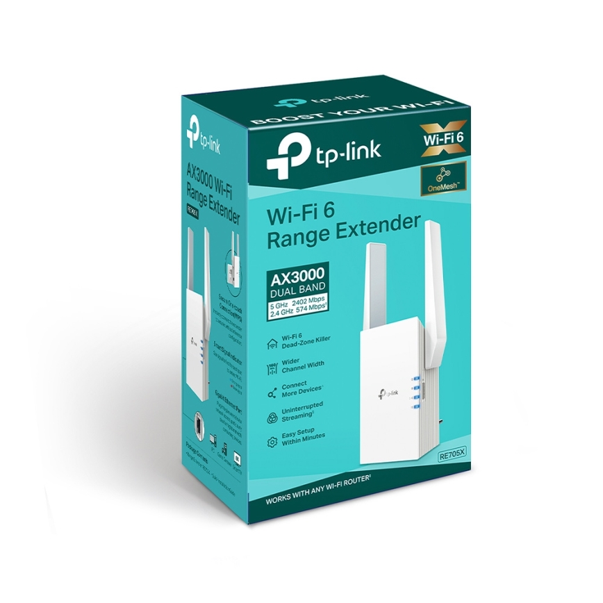 TP-Link - Двуленточен Wi-Fi 6 удължител RE705X