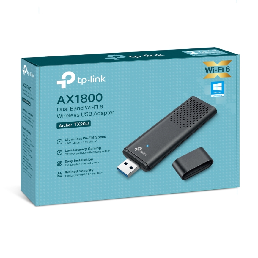 TP-Link - Двулентов безжичен USB адаптер с Wi-Fi 6