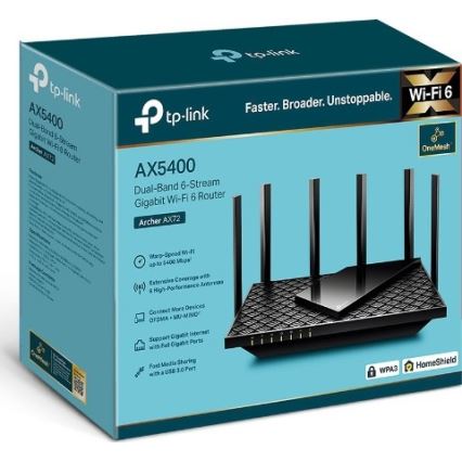 TP-Link - Двулентов гигабитен Wi-Fi 6 рутер Archer AX72
