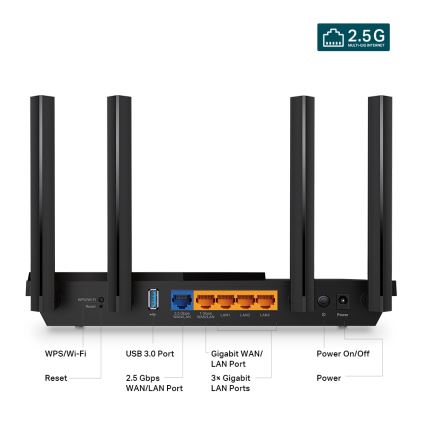 TP-Link - двулентов мултигигабитен Wi‑Fi 6 рутер Archer AX55 Pro с 2,5G порт