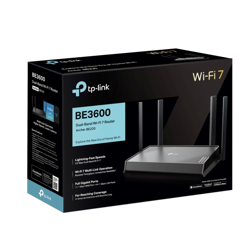 TP-Link - Двулентов Wi-Fi 7 рутер Archer BE220