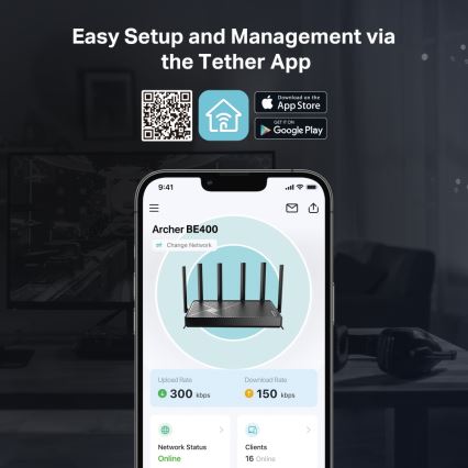 TP-Link - Двулентов Wi-Fi 7 рутер Archer BE400