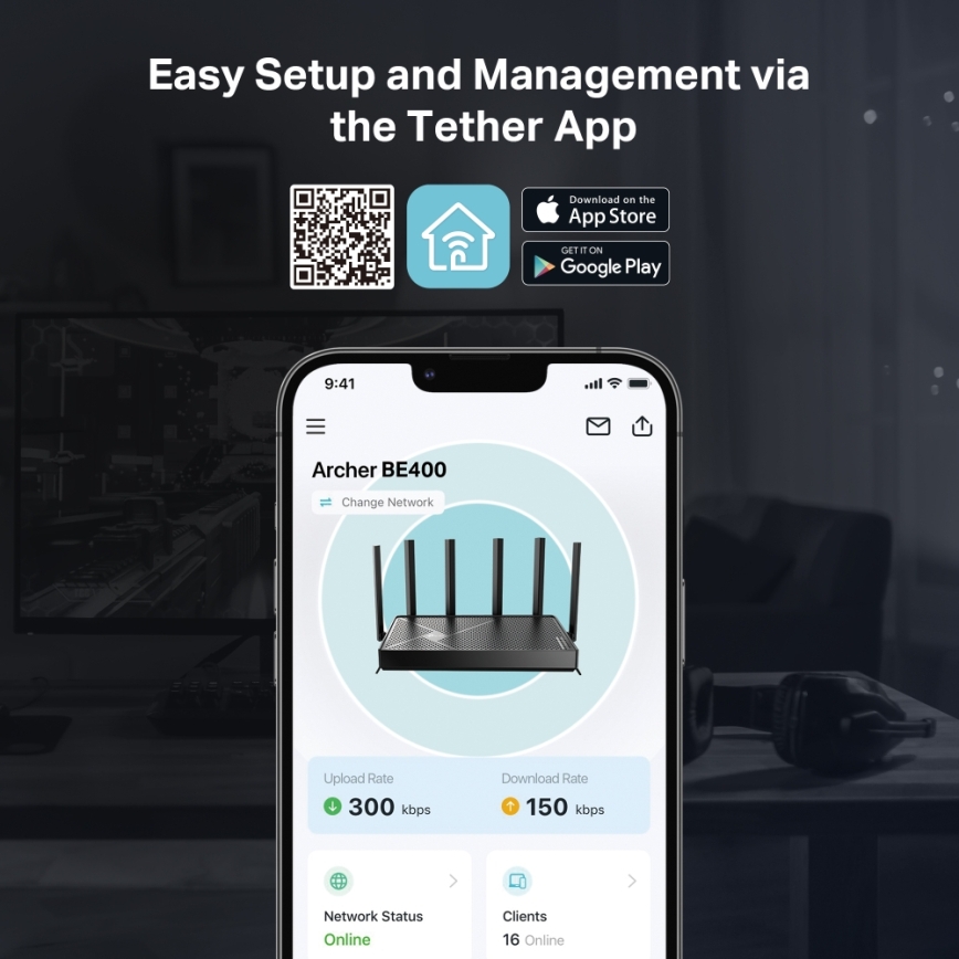 TP-Link - Двулентов Wi-Fi 7 рутер Archer BE400