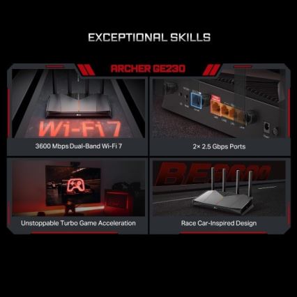 TP-Link - Геймърски двулентов Wi‑Fi 7 рутер
