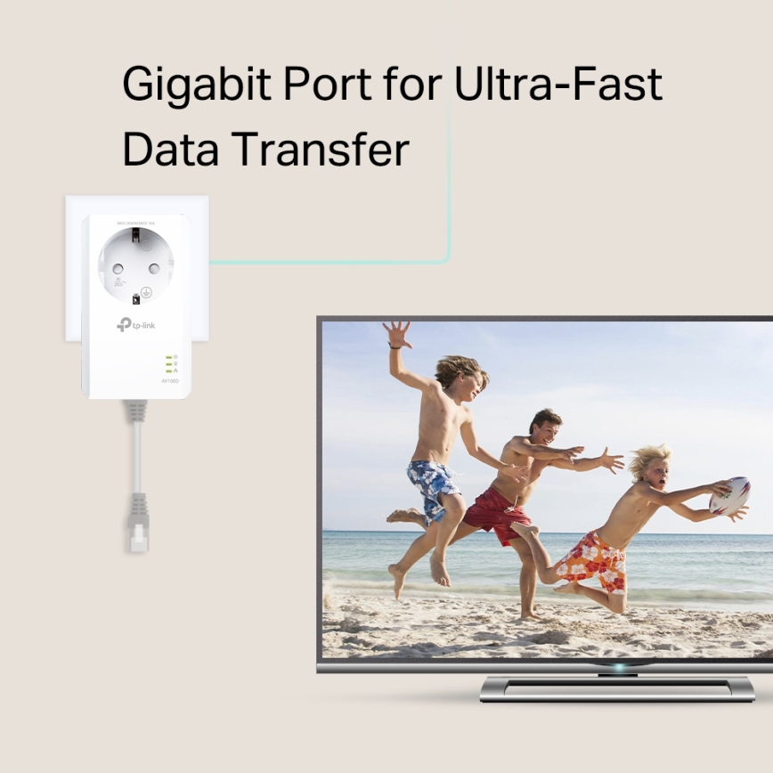 TP-Link - Гигабитов Powerline комплект с Wi-Fi и проходяща розетка