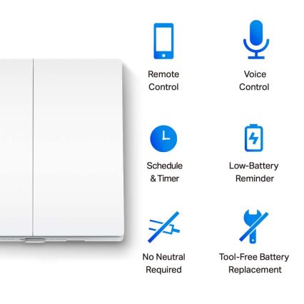 TP-Link - Умен двубутонен ключ за осветление 2xAAA Wi-Fi