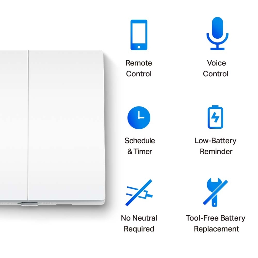 TP-Link - Умен двубутонен ключ за осветление 2xAAA Wi-Fi