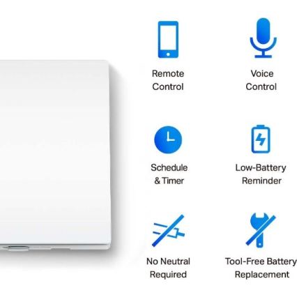 TP-Link - Умен превключвател за осветление 2xAAA Wi-Fi
