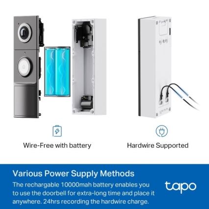 TP-Link - Умен видео звънец със сензор 2K 10000 mAh IP66 Wi-Fi